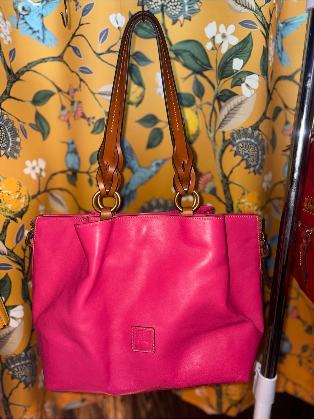 Dooney & Bourke Pink Florentine Leather Large Zip Barlow Purse